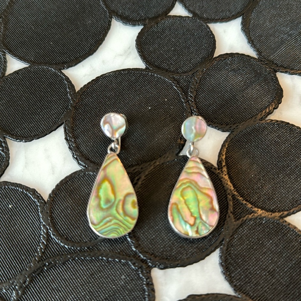Abalone and silver vintage earrings